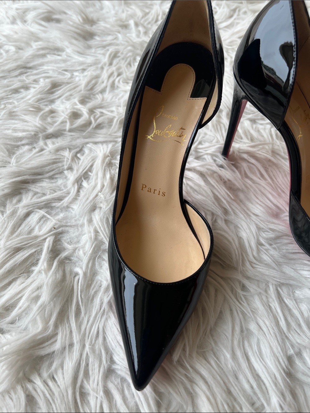 Christian Louboutin Black Patent Leather Pointed Stiletto Pumps with Red Sole - Picture 8 of 12